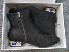 NIB Black Faux Suede Ankle