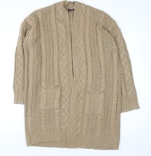 Boohoo Women Beige Cable-Knit