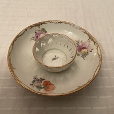 Antique 18thC Fuerstenberg Porcelain Trembleuse Saucer Porcelain Furstenberg.