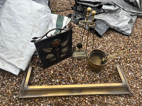 Vintage brass fireplace - brass,