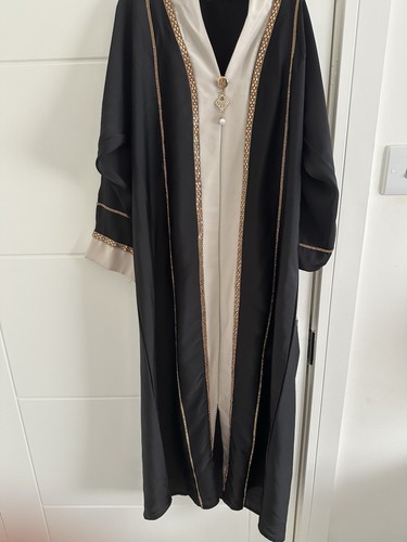 Gold girls abaya black plain - black,