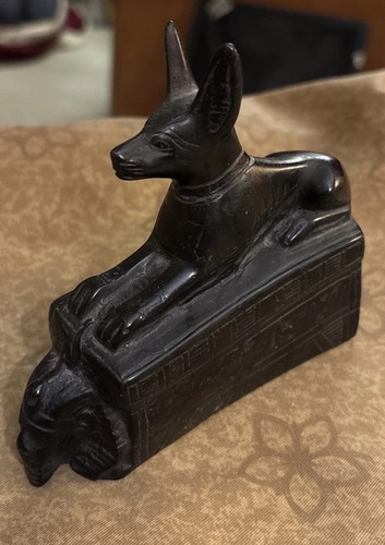 Vintage anubis egyptian stone - egyptian,