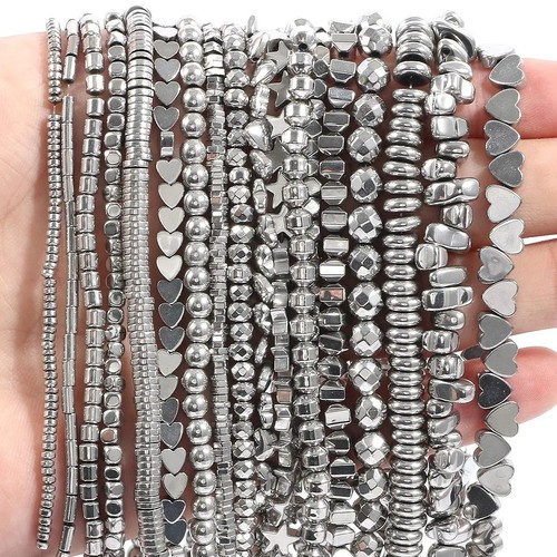 Aaa rhodium hematite beads - aaa+,