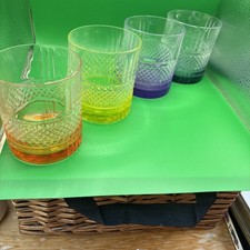 RCR Brilliant Set of 4 Coloured Glass Glasses Tumblers Whiskey Rum Home Bar
