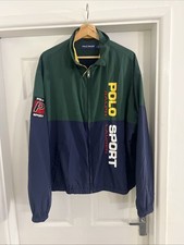 Ralph Lauren Polo Sports Wind Breaker Jacket Navy And Green With Yellow