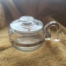 Vintage Pyrex Clear Flameware Teapot Coffee Pot 8446 B 6 Cup 7756-C Lid 