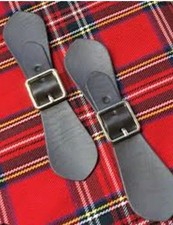 Pair BLACK/BROWN Kilt Straps Imitation Leather with Alloy Buckle  2cm Extender