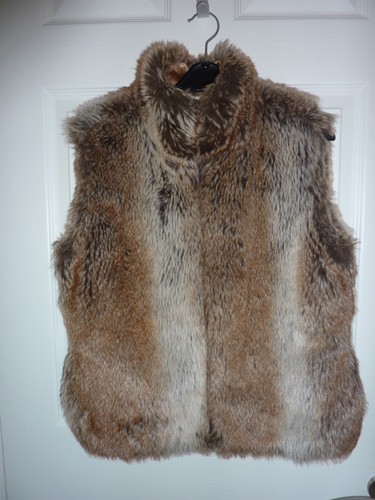 Faux fur gilet - faux, brown/beige