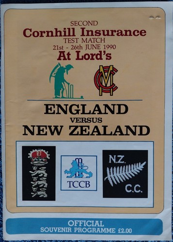 Programme test match - test, lords