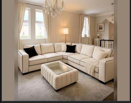 Beige velvet shape - l-shape, corner