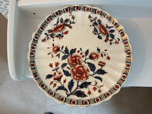 Antique cake stand blue - antique, blue,burnt