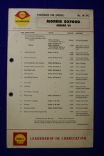 MORRIS OXFORD V1 SHELL LUBRICATION PASSENGER CAR (DIESEL) SERVICE GUIDE No.4