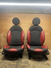 BMW MINI COOPER S R56 HALF LEATHER FRONT & REAR SEATS RED & BLACK 2007-2013