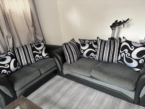 Grey black piece sofa set - &,