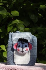 Handmade Crochet Donkey Backpack – Amigurumi Plush Bag – Made with Antibacterial