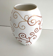 Wedgwood Vase White Porcelain MARRAKECH Copper and Gold Pattern Small 15cm
