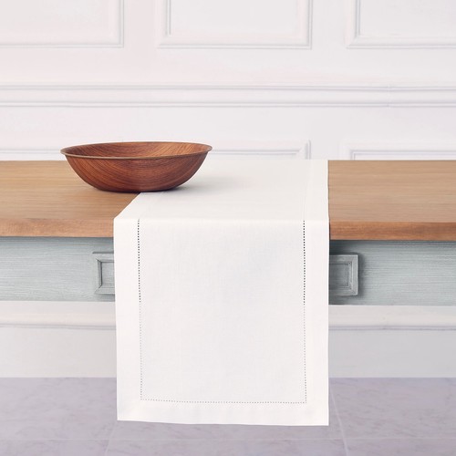 Cotton linen hemstitch table - cotton,