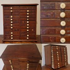 Lovely Antique Early 20th Century Table Top Bank of 24 Drawers! Original Labels