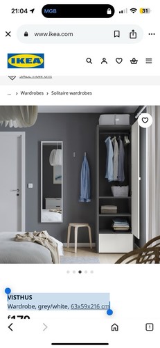 Visthus wardrobe grey white - visthus, wardrobe,