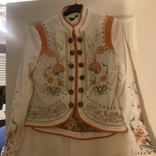 Joe Browns Boutique Cream Orange Floral Embroidered Jacket Paisley Lining UK 10