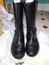 Clarks Girls * Venture Moon * Black Leather Knee High Standard-FIT Boots UK 12 G
