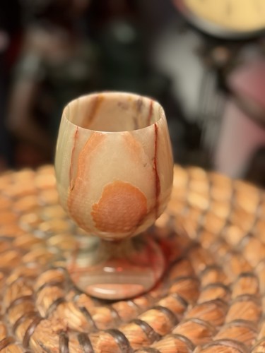 Rare vintage stone goblet cup - vintage,