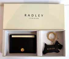 Radley Fortune Street Black Leather Credit Card Holder & Keyring Black BNIB