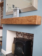 15x15CM SOLID OAK BEAM FLOATING FIREPLACE MANTEL FARMHOUSE STYLE-RANGE OF SIZES