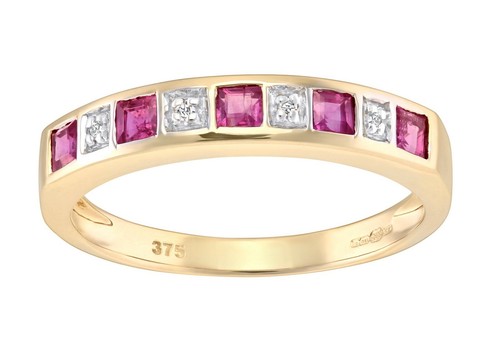 9ct yellow gold ruby diamond - yellow,