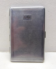 Art Deco Engine Turned Chrome Cigarette Case Made In England Gilt Interior