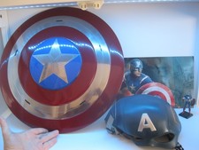 18" Captain America Shield Replica, Mask, 12'' Figure & Small Figure +Metal Sign