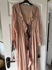 Zara Ruffled Dress with Black Ties Size L Never Worn