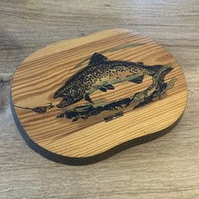Wooden Plaque Ornament with Brown Trout Fish Painting 8” X 6”