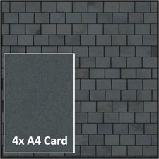 Small Dolls House Roof Tile Paper Model Natural Slate Roofing Shingles Card 4xA4