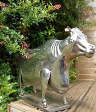 Large Metal Cow Sculpture Figurine Patio In/Outdoor Garden Farm Decor S/S statue