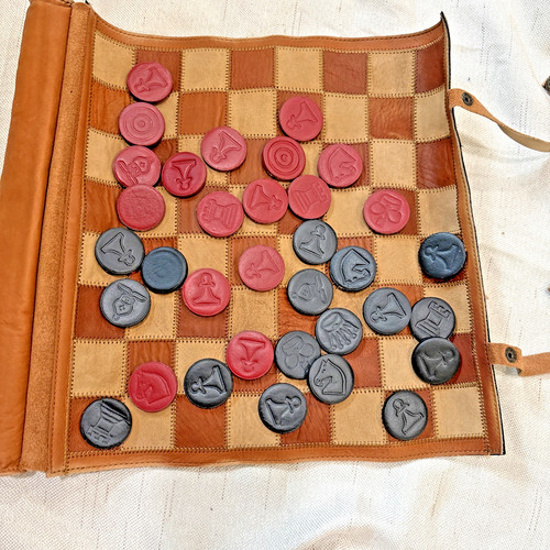 Vintage leather checkerboard - vintage,