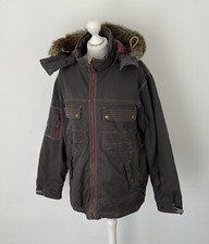 Joules J_Scott Parka Coat Coal Grey Faux Fur Size Large Ladies