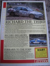 RICHARD BURNS PIRELLI RECORD OF SUCCESS BRITAIN'S PREMIER 1993 ADVERT A4 FILE 51