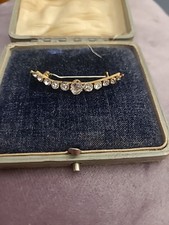 Vintage 1930s Pot Metal Rhinestone Half Moon Crescent Curved Brooch 5cm