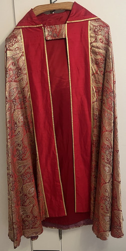 Red gold gothic hooded - red-gold, brocade