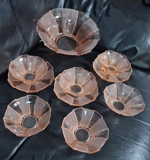 Vintage Walther & Sohne Athene Pink Dessert Set Serving Bowl 6 Bowls & 3 Plates