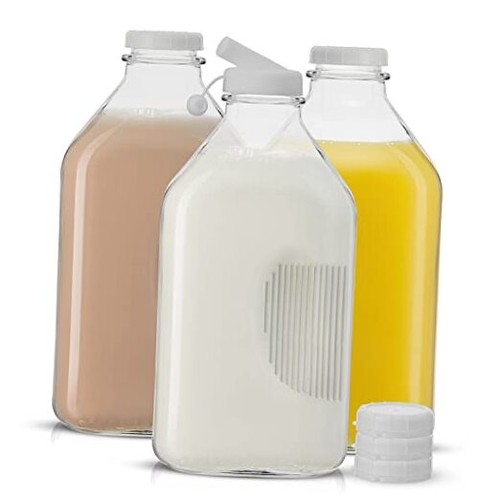 Glass milk bottles with - glass,