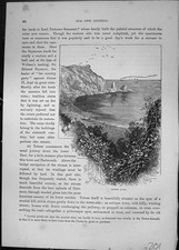 Original Old Antique Print Anstis Cove Sea Boats Cliffs Cassell C1882 Victorian