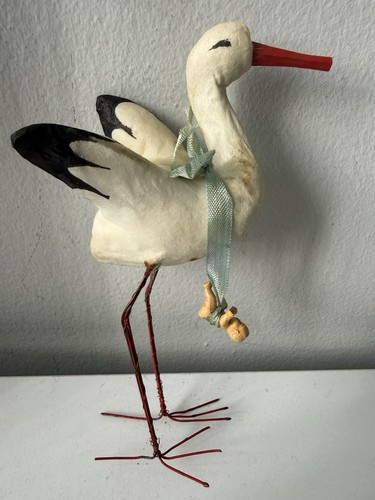 Vintage spun cotton stork with - spun,