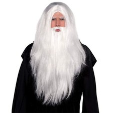 Luxury Wizard Wig Beard Set Christmas Santa Costume Halloween Fancy Dress Party