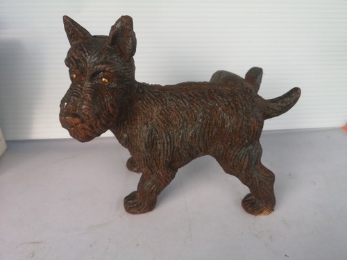 Vintage cast iron dog - iron, door