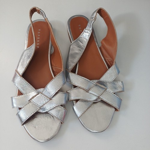 Topshop leather sandals silver - leather,