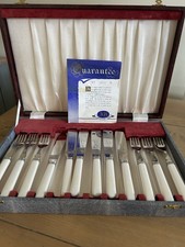 Leather Boxed Canteen Fish Knives & Forks Stainless Steel Sheffield Billam Cert
