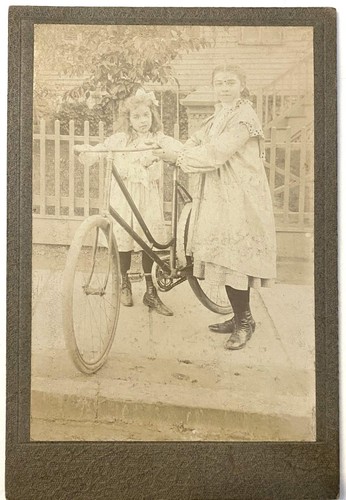 Antique cabinet card - antique, bicycle