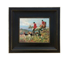 Fox Hunting Scene Oil Painting Print on Canvas Frame Horse Animal Wall Art Decor